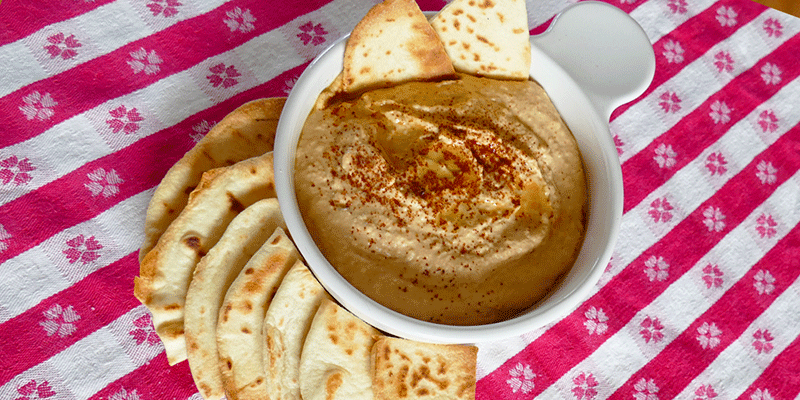 homemade hummus and chips